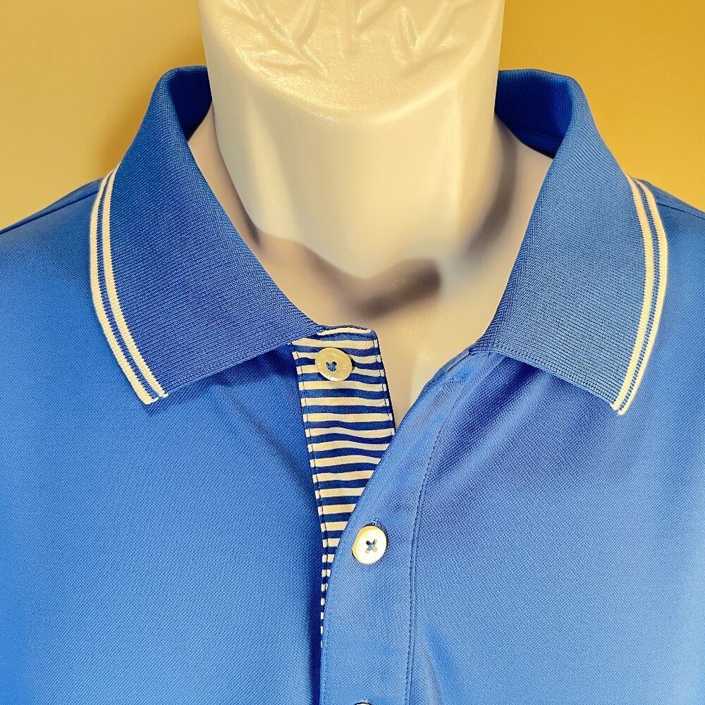 ⛳🔵 FootJoy FJ Men’s Blue Golf Polo Shirt White Trim XL EUC ⚪